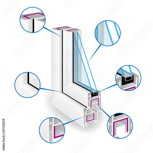 Plastic Window Frame Profile. Infographic Templeate. Vector Illustration Of Structure