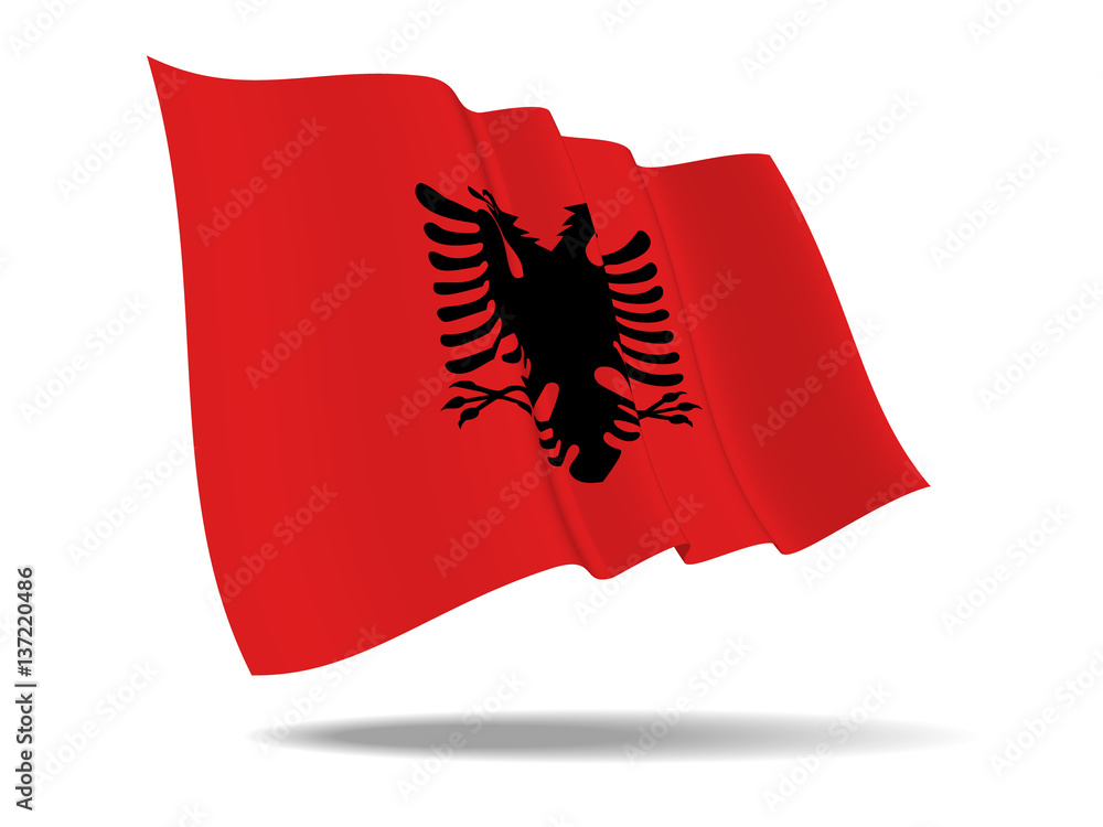 illustration Republic of Albania flag waving Isolated on White Background,vector illustration Republic of Albania flag waving Isolated on White Background,vector