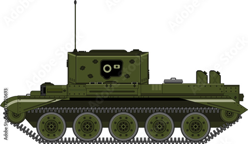 Cartoon Army Tank Side View