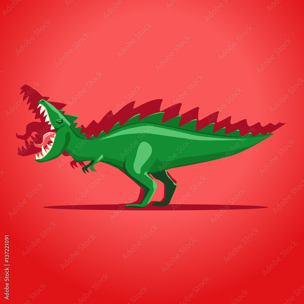Fototapeta premium Vector illustration of the big angry dinosaur is roaring