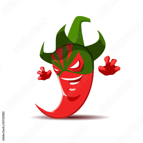 Angry red chili pepper mexican wrestler