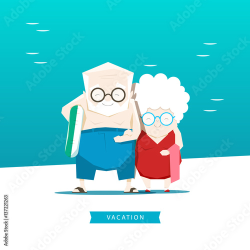 Grandparents on vacation at sea shore