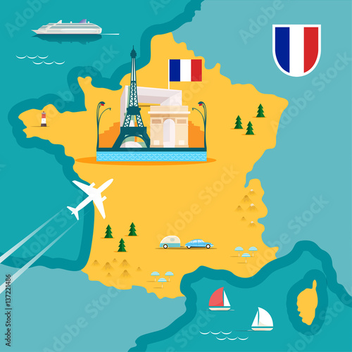 Vector map of France in flat style