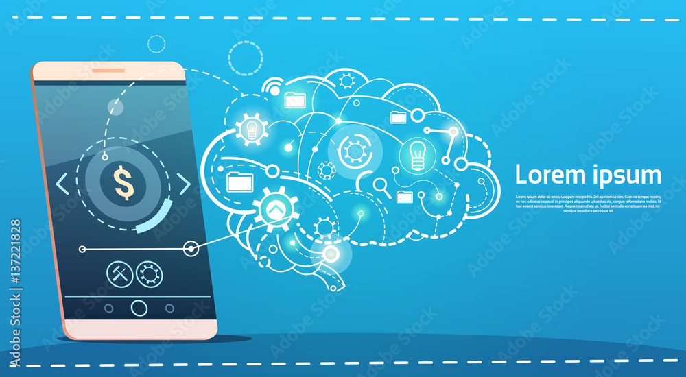 Cell Smart Phone Brainstorming Briefing Idea Creative Concept Business Banner Vector Illustration Cell Smart Phone Brainstorming Briefing Idea Creative Concept Business Banner Vector Illustration