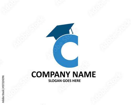 C Letter Graduation Hat Logo