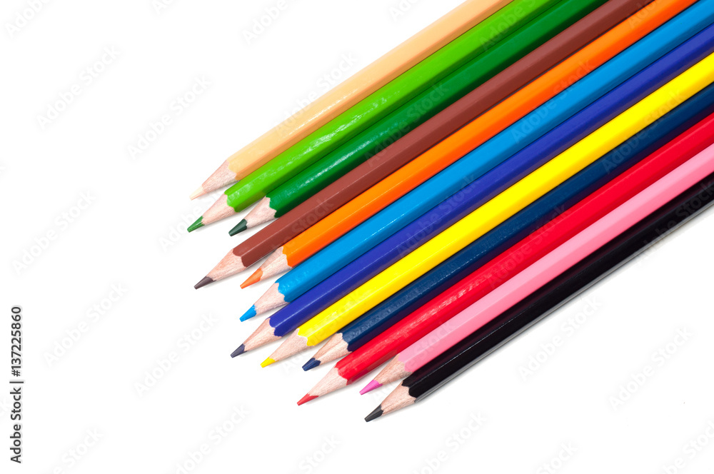 Color pencils isolated on a white background