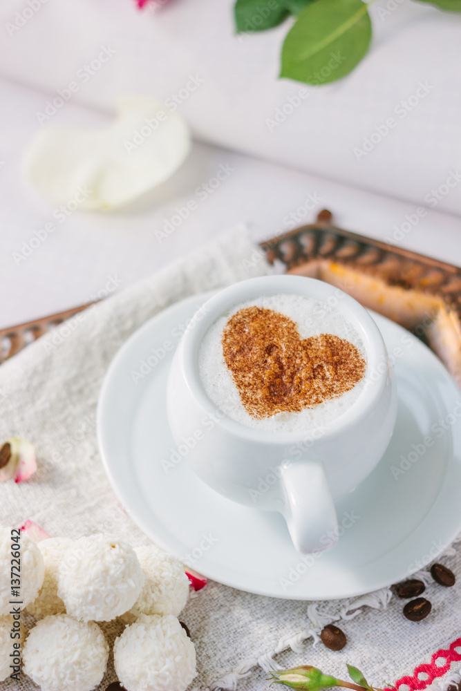 Hotel Valentine's day celebration - breakfast for pair in bad. Hotel Valentine's day celebration - breakfast for pair in bad.