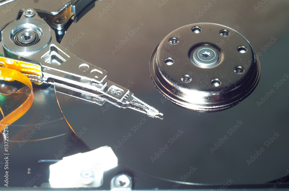 HDD Hard disk drive macro close up HDD Hard disk drive macro close up