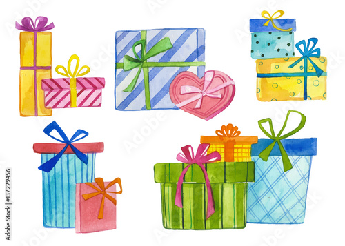 Watercolor gift boxes