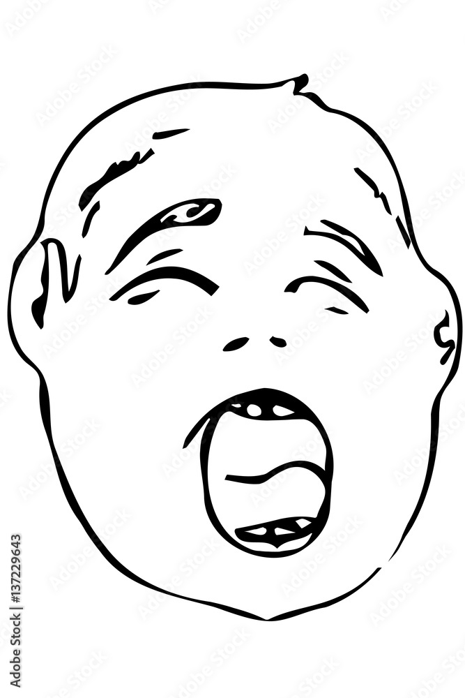vector sketch of the face of the child who cries vector sketch of the face of the child who cries