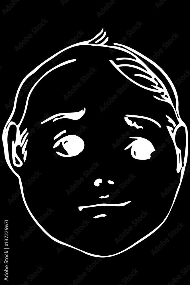 vector sketch of a beautiful face of a smiling child