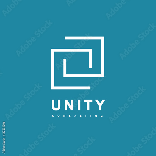 Unity Consulting Abstract logo. Partnership concept line art logotype. Business consulting business card template.