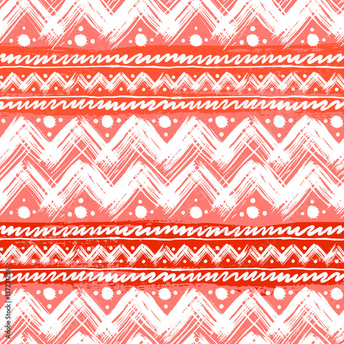 Ethnic pattern painted with zigzag brushstrokes