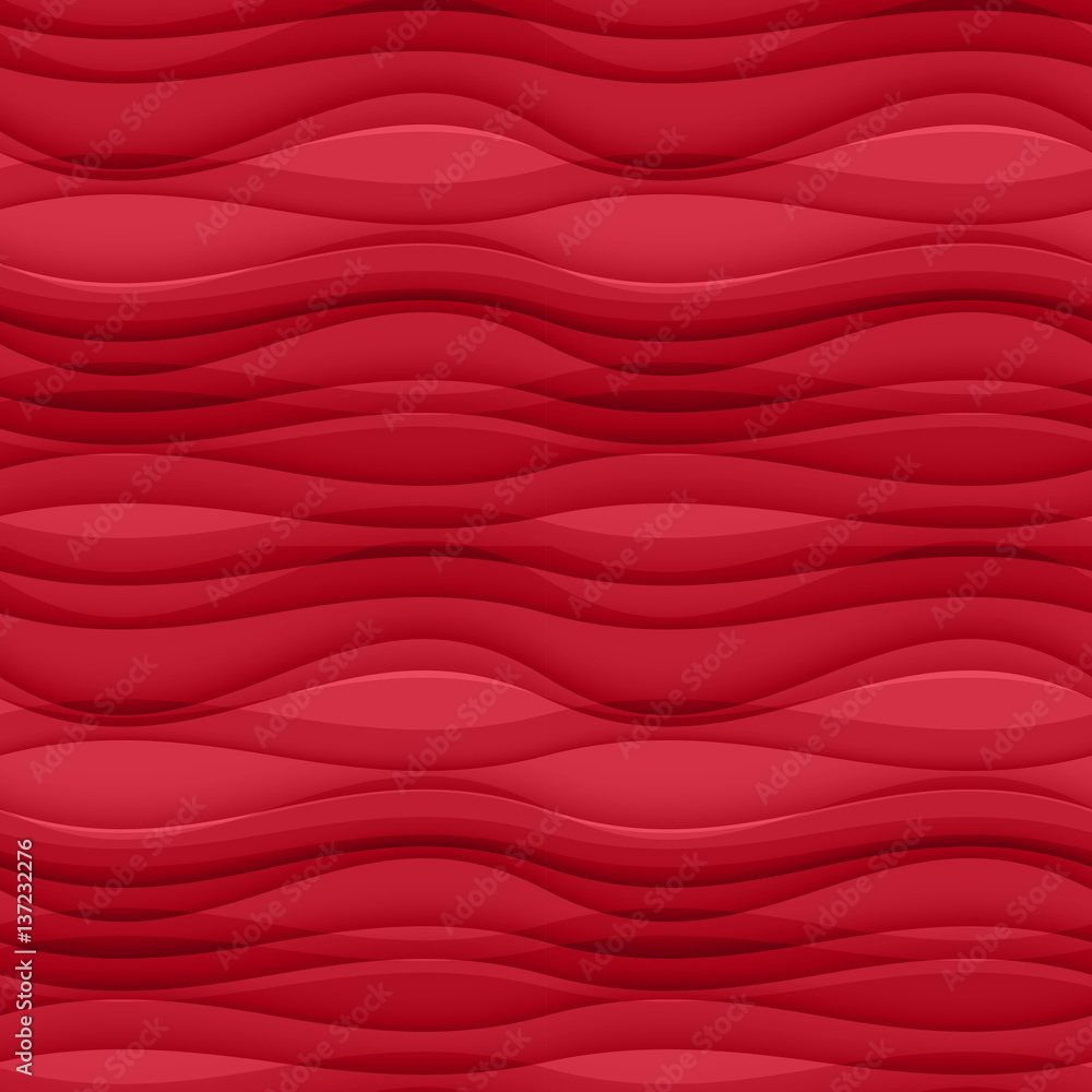 Fototapeta premium Red seamless Wavy background texture.