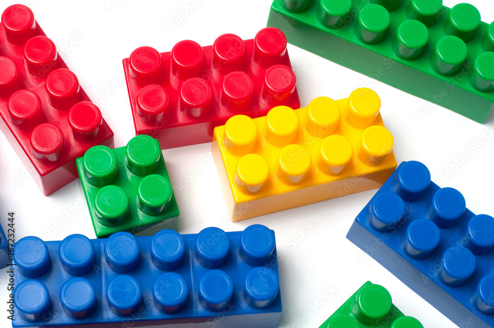 Building blocks - plastic construction toy isolated on white background Building blocks - plastic construction toy isolated on white background
