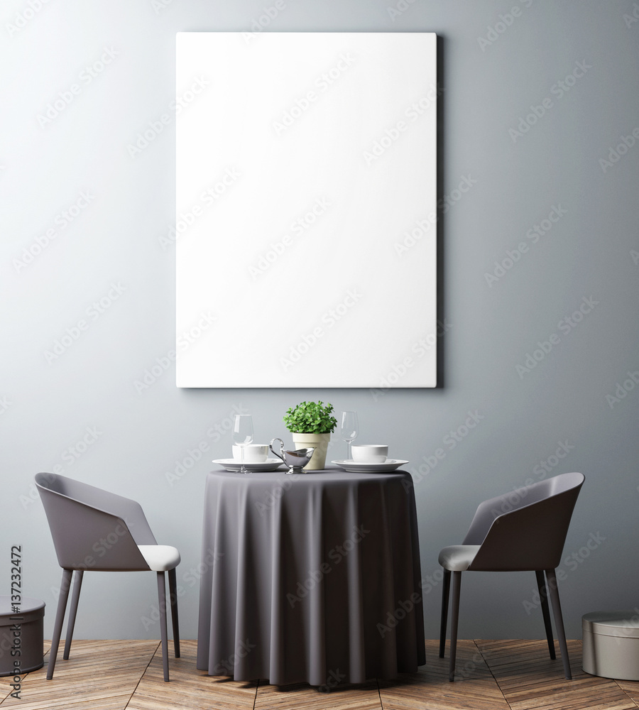 Close up poster in restaurant, 3d render, 3d illustration Close up poster in restaurant, 3d render, 3d illustration