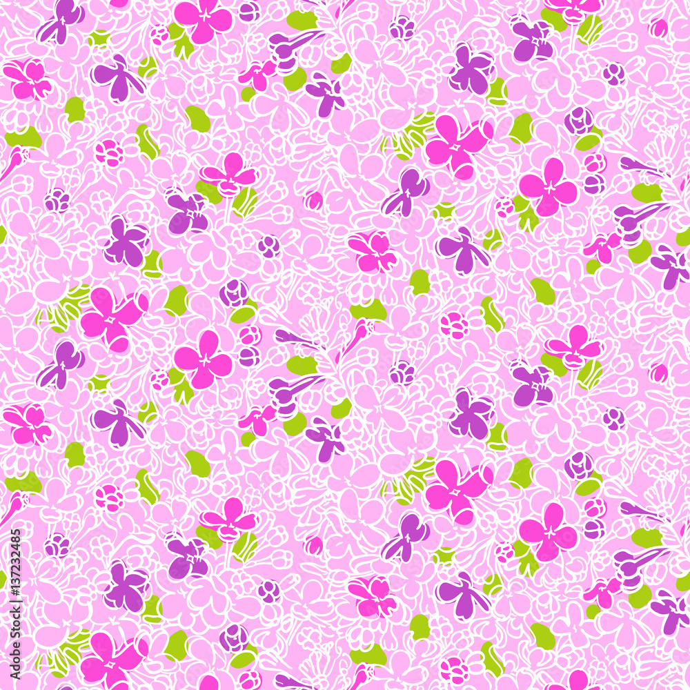 Vector pattern with hand drawn lilac flowers Vector pattern with hand drawn lilac flowers