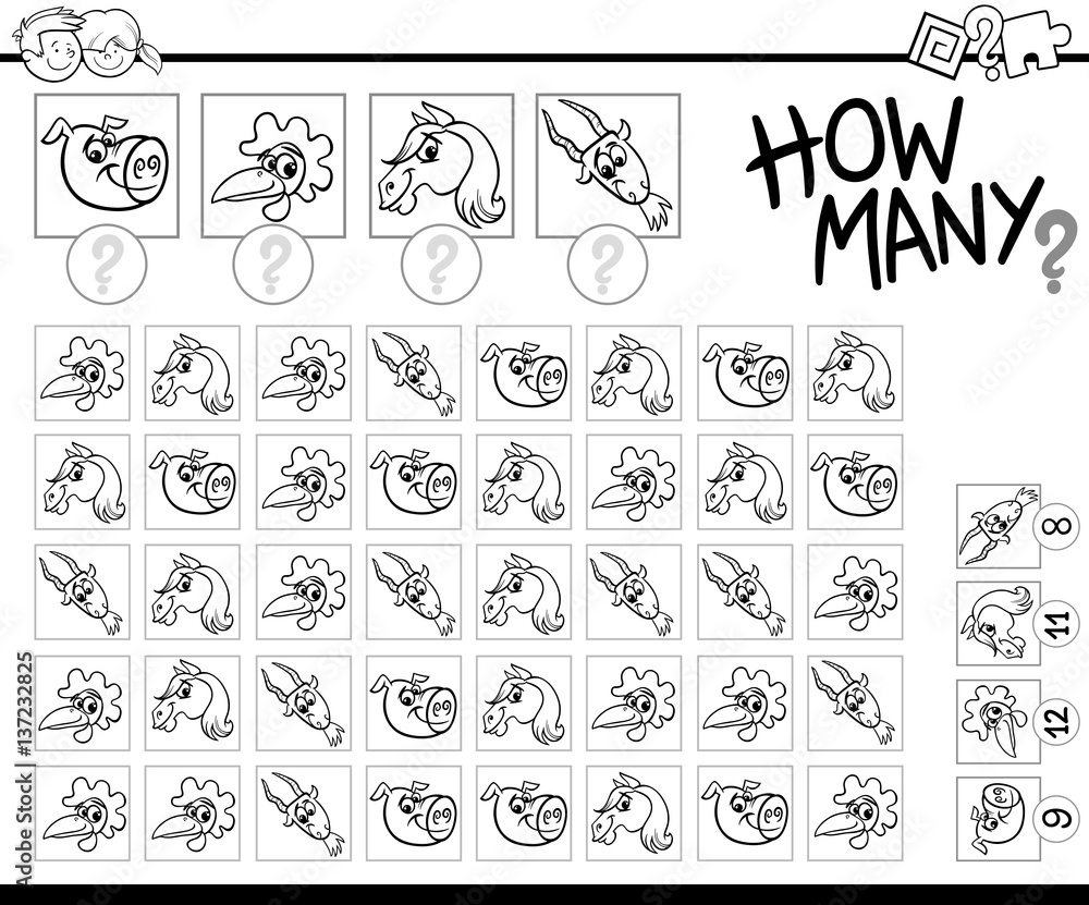 counting farm animals coloring page counting farm animals coloring page