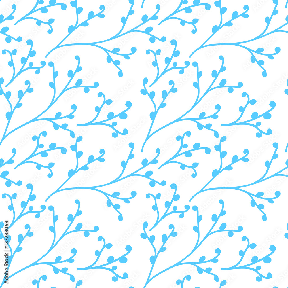 Obraz premium Seamless pattern vector floral background with hand drawn branches.