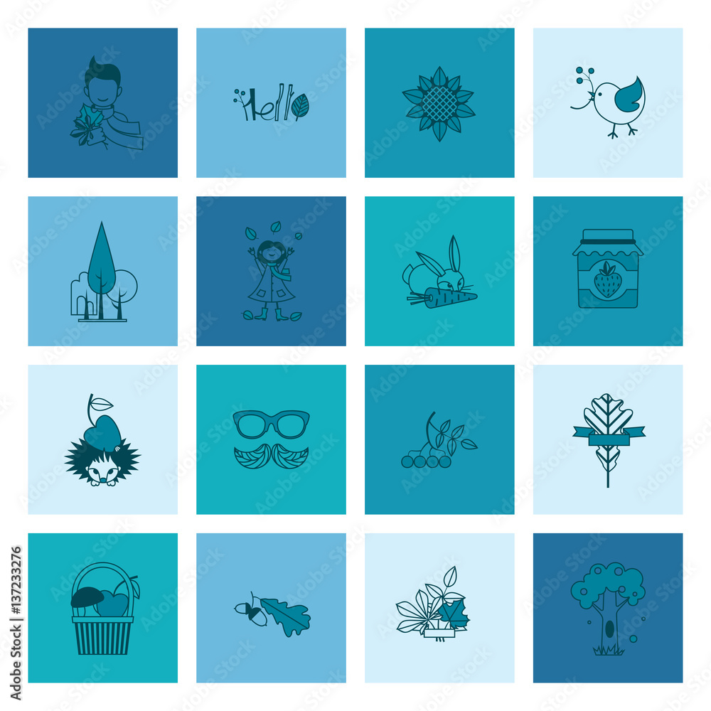 Set of Flat Autumn Icons Set of Flat Autumn Icons