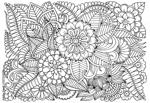 Beautiful floral pattern in black and white. Can use for print , coloring and card design