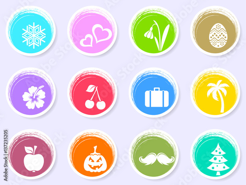Vector calendar labels with month symbols