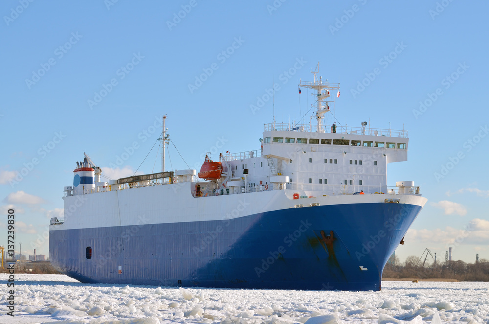 A huge ship with cargo. A huge ship with cargo.
