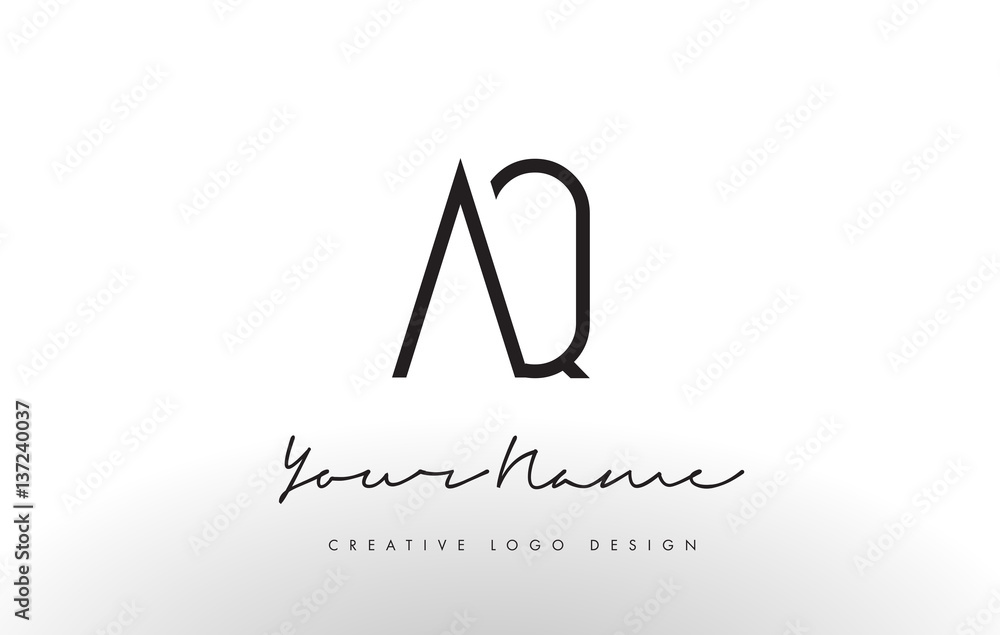 AQ Letters Logo Design Slim. Creative Simple Black Letter Concept. AQ Letters Logo Design Slim. Creative Simple Black Letter Concept.