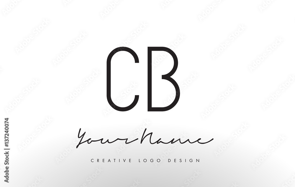 CB Letters Logo Design Slim. Creative Simple Black Letter Concept.