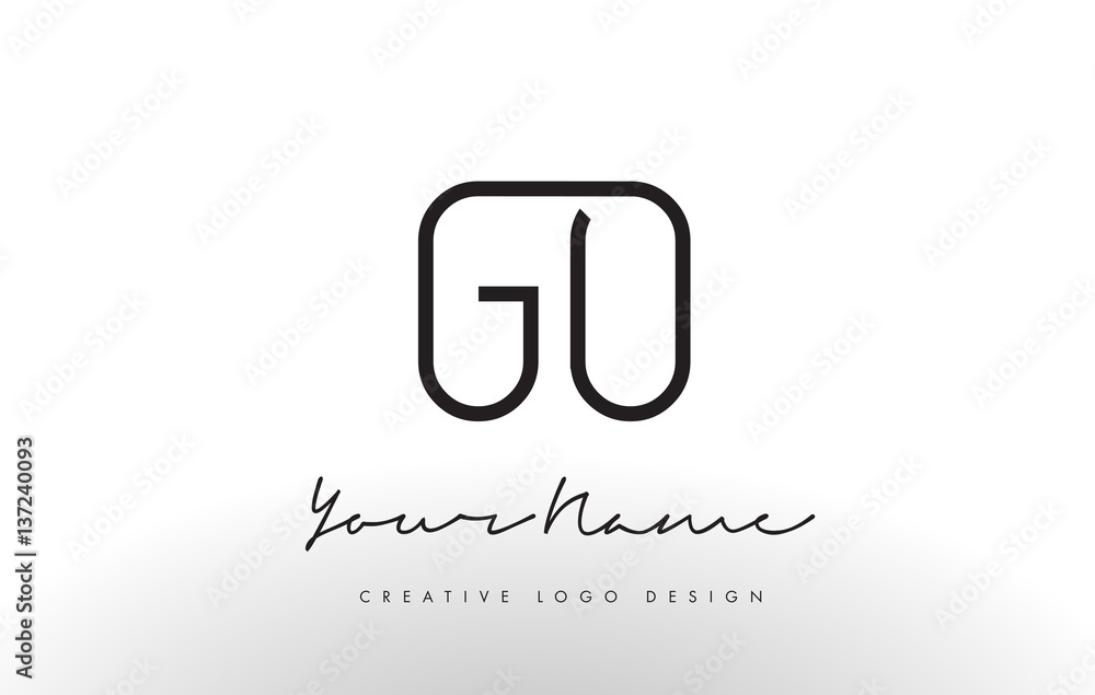 GO Letters Logo Design Slim. Creative Simple Black Letter Concept. GO Letters Logo Design Slim. Creative Simple Black Letter Concept.