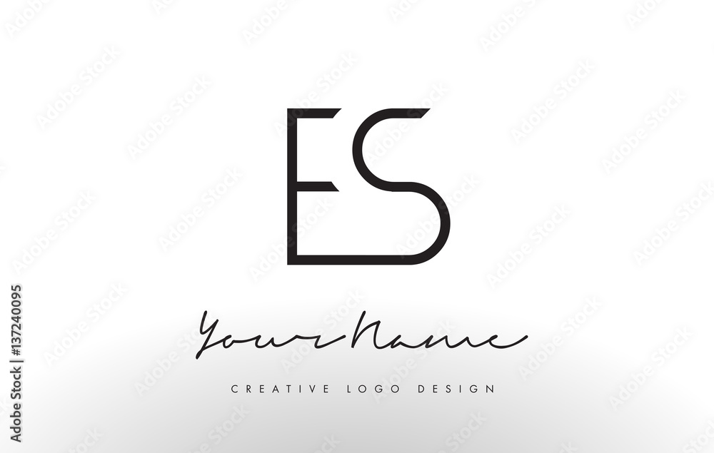 ES Letters Logo Design Slim. Creative Simple Black Letter Concept. ES Letters Logo Design Slim. Creative Simple Black Letter Concept.