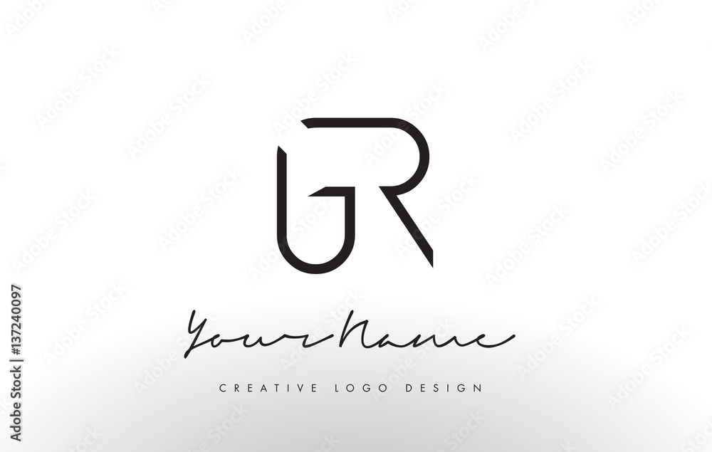 GR Letters Logo Design Slim. Creative Simple Black Letter Concept. GR Letters Logo Design Slim. Creative Simple Black Letter Concept.