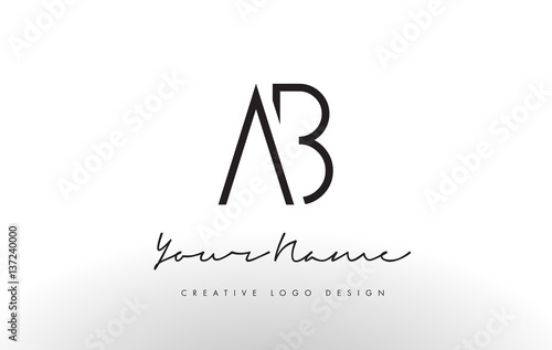 AB Letters Logo Design Slim. Creative Simple Black Letter Concept.