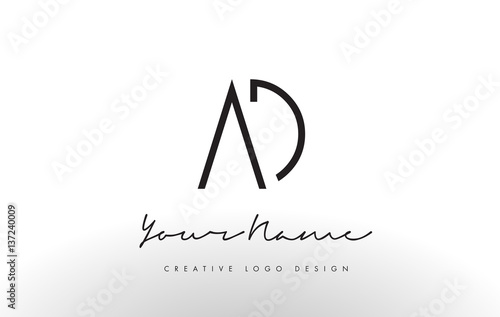 AD Letters Logo Design Slim. Creative Simple Black Letter Concept.