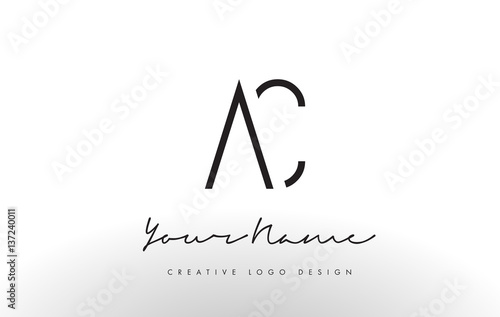 AC Letters Logo Design Slim. Creative Simple Black Letter Concept.