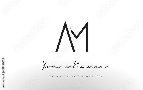 AM Letters Logo Design Slim. Creative Simple Black Letter Concept.