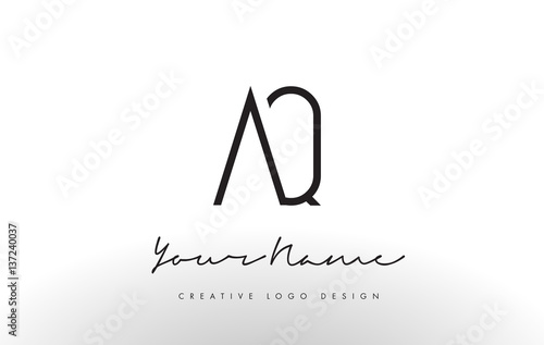 AQ Letters Logo Design Slim. Creative Simple Black Letter Concept.