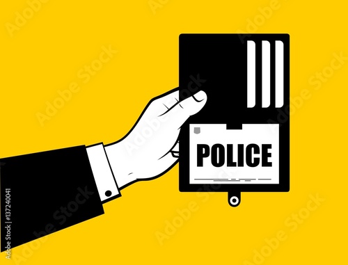Man hand showing police id