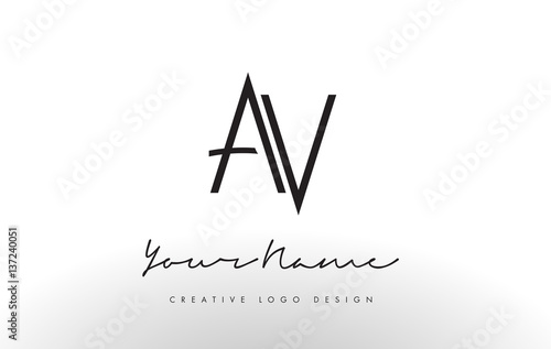 AV Letters Logo Design Slim. Creative Simple Black Letter Concept.