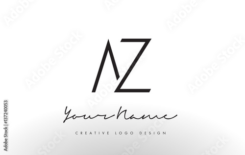 AZ Letters Logo Design Slim. Creative Simple Black Letter Concept.