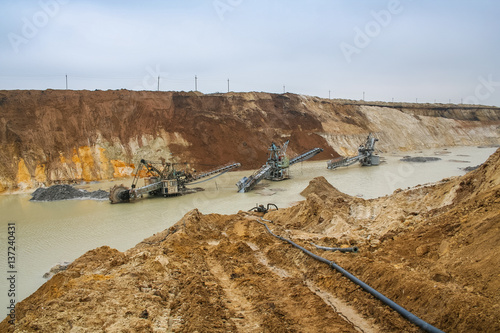 Clay quarry after the flood near the town of Pology in the Zaporizhya region of Ukraine. March 2006