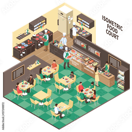 Isometric Fastfood Restaurant Interior