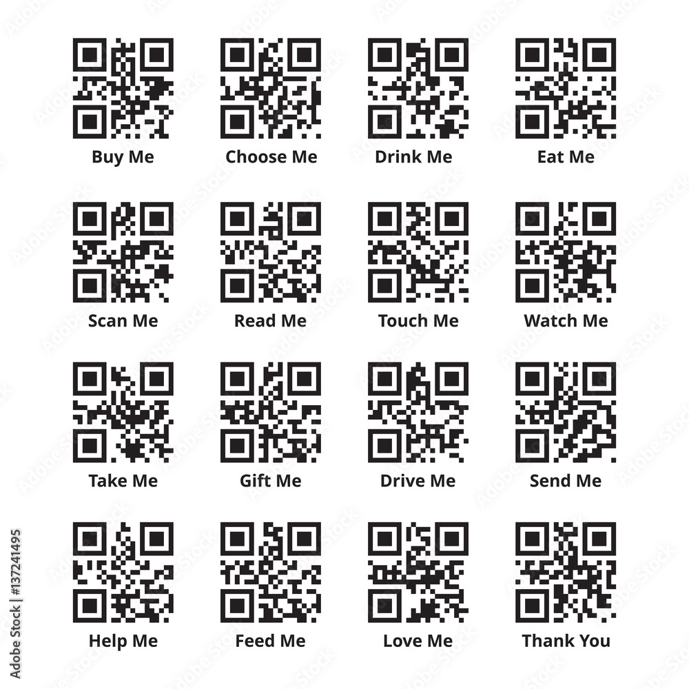 QR code set for stimulating sales of goods. Quick response codes with ...