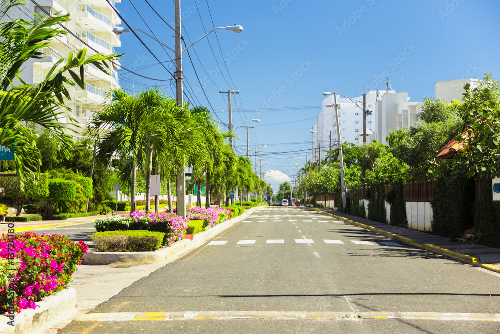 Bright street of Boca Chica, Dominican Republic Bright street of Boca Chica, Dominican Republic