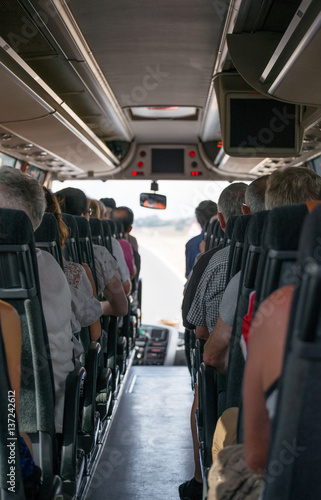 View from inside the bus with passengers. © M-Production