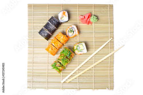 Sushi on a bamboo mat