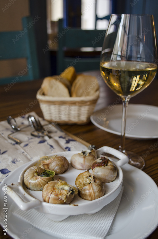 Snails prepared by the cook at restaurant Snails prepared by the cook at restaurant