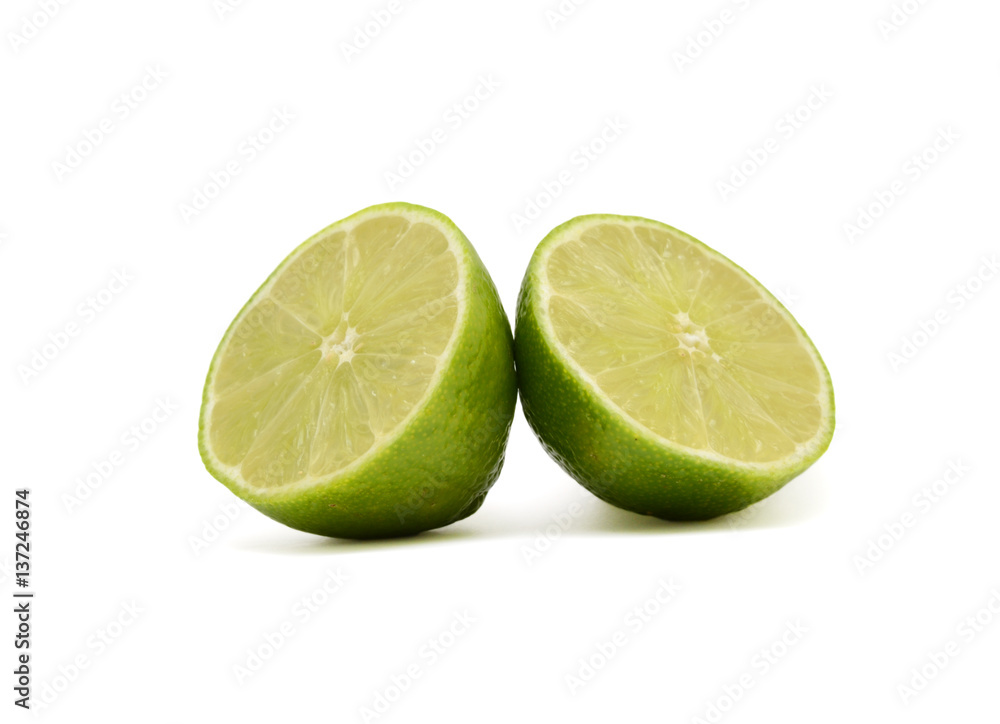 Fresh limes cutout isolated on white background
