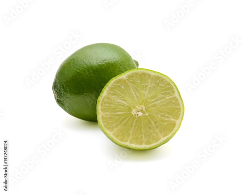 Fresh limes cutout on white background