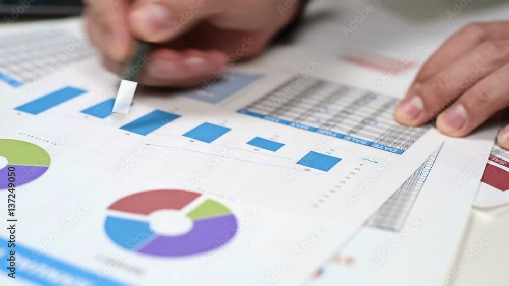 Businessman Checks Financial Report And Analyzes Stock Exchange Statistics Businessman Checks Financial Report And Analyzes Stock Exchange Statistics